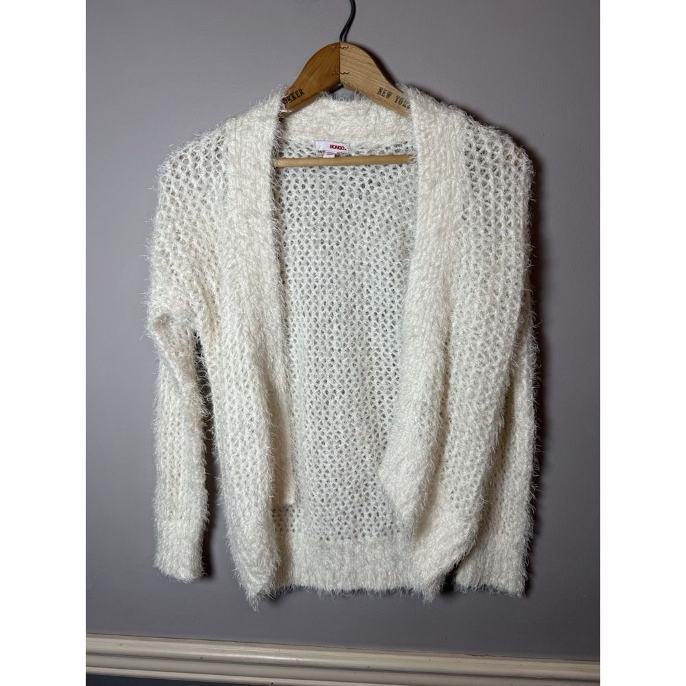 Bongo Womens Sweater Small Off‎ White Cardigan Long Sleeve Open